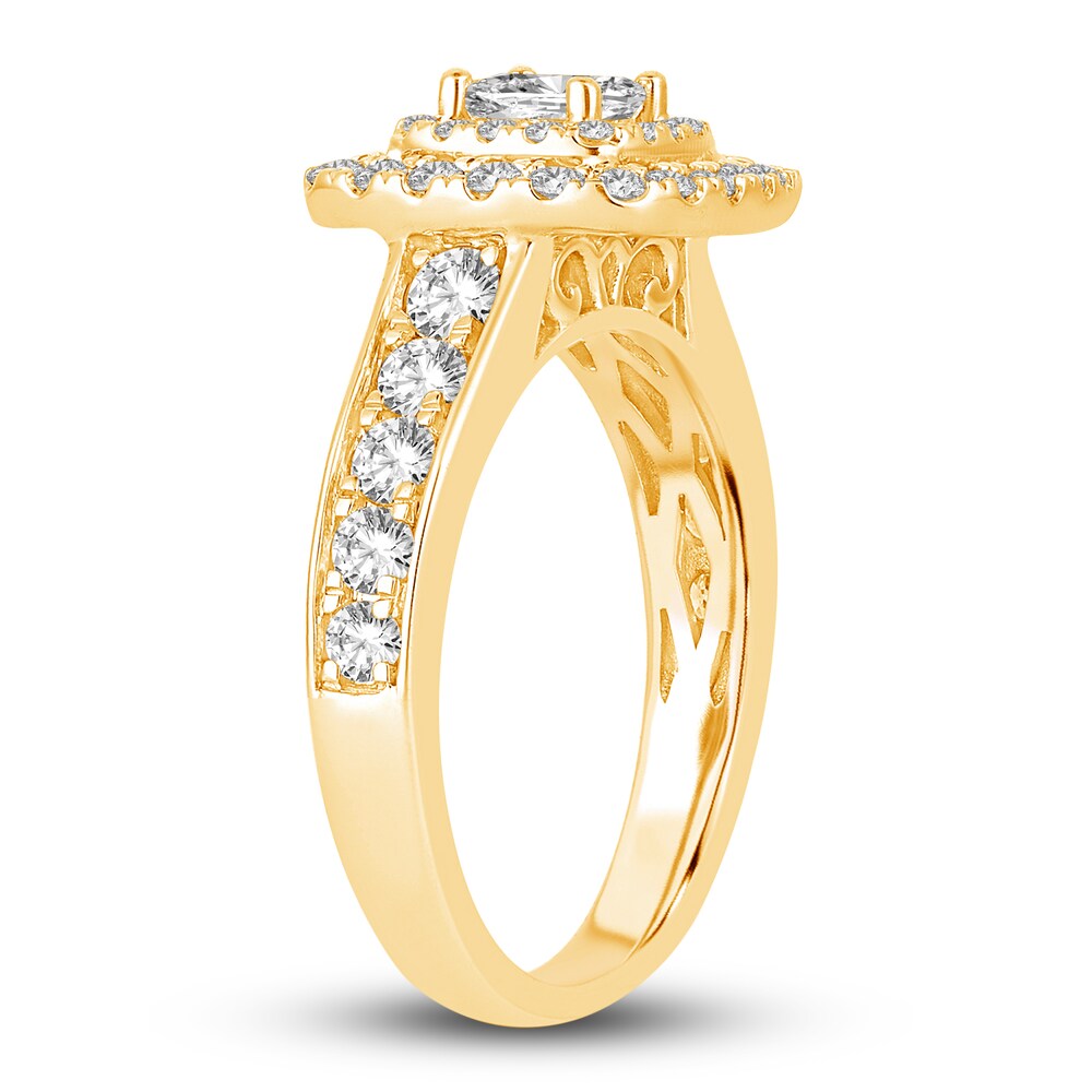 Diamond Double Halo Engagement Ring 1-1/3 ct tw Princess 14K Yellow Gold BQtmPLgE