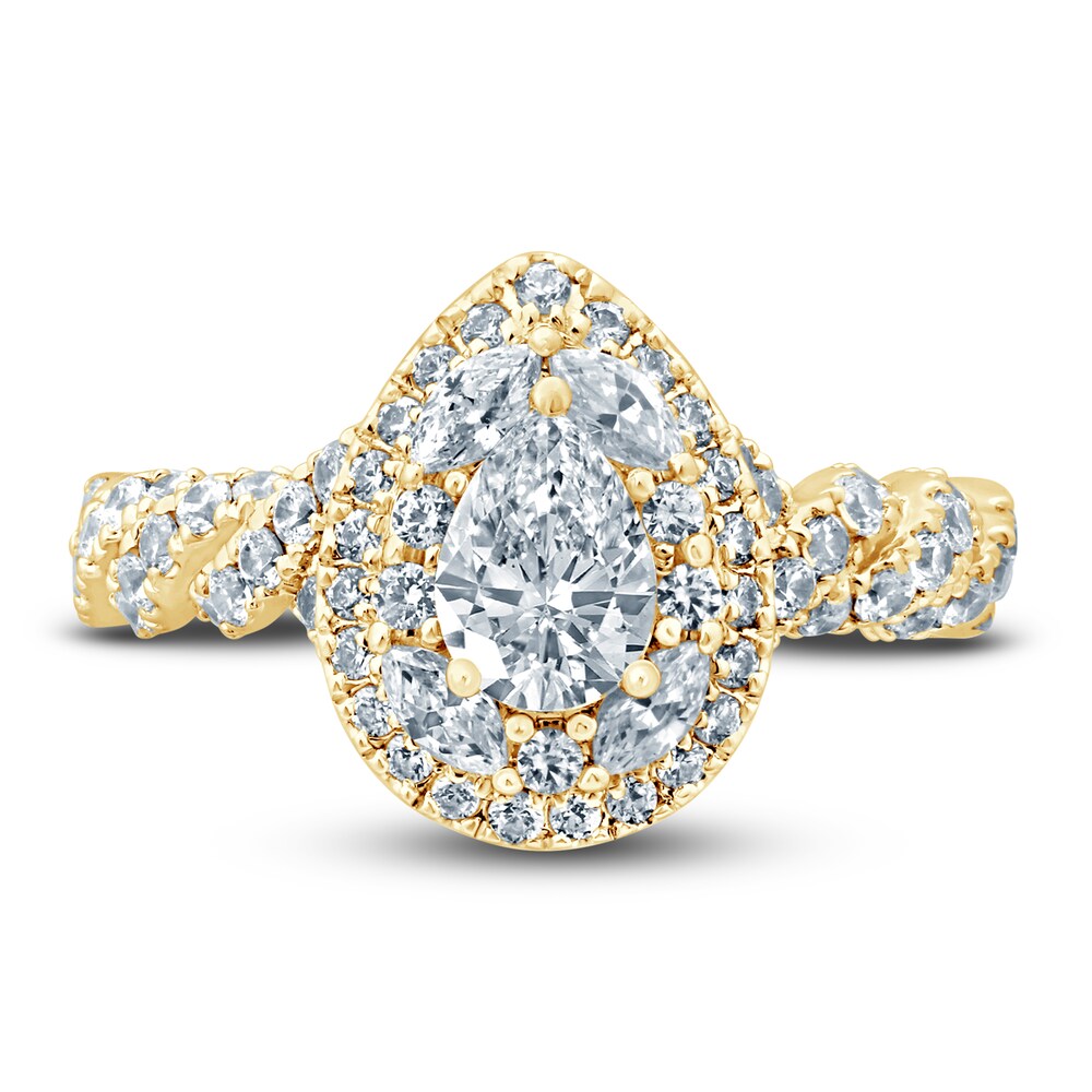 Pnina Tornai Diamond Engagement Ring 1-3/8 ct tw Pear/Round /Marquise 14K Yellow Gold BVF8SuJX