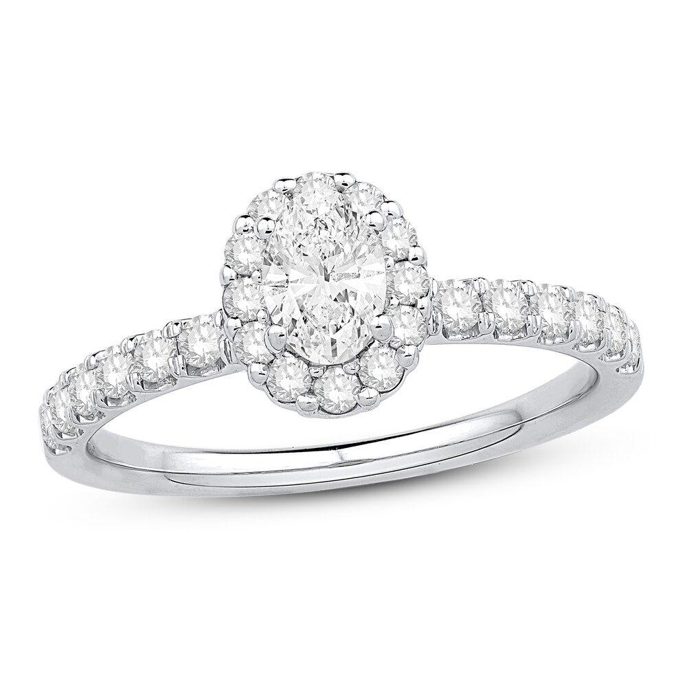 Diamond Engagement Ring 3/4 ct tw Round/Oval 14K White Gold BVXGOBB5 [BVXGOBB5]