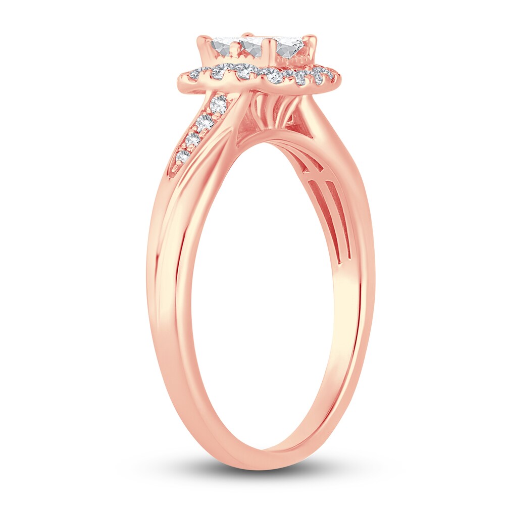 Diamond Halo Ring 3/8 ct tw Princess/Round 14K Rose Gold BdJmqnTn