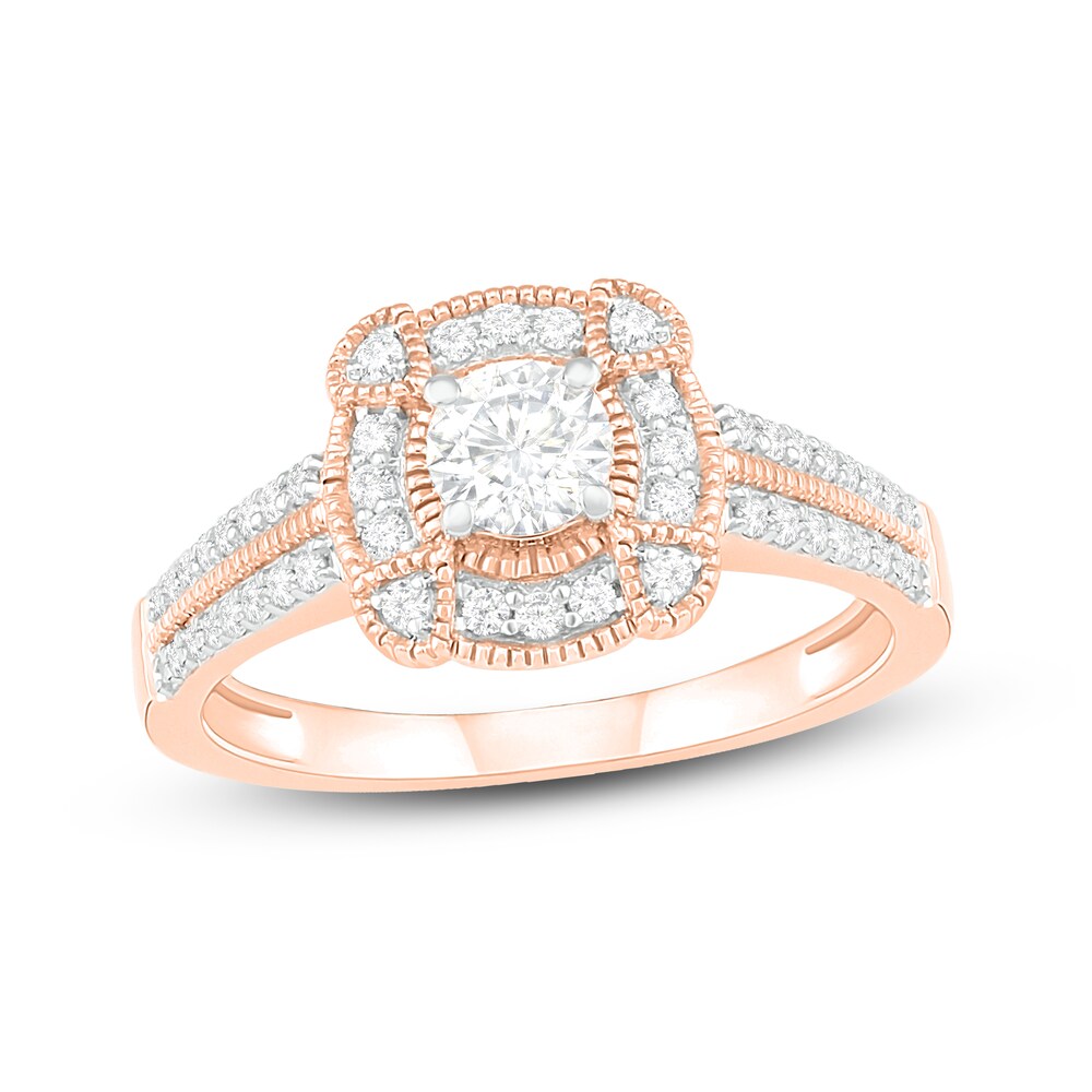 Diamond Engagement Ring 1/2 ct tw Round 14K Rose Gold BkKqEroC [BkKqEroC]