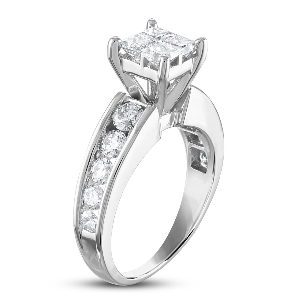 Diamond Engagement Ring 1-3/4 ct tw Princess/Round 14K White Gold CCjjmCbi