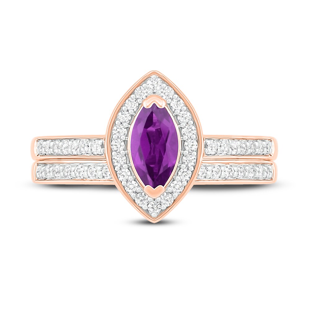 Natural Amethyst Engagement Ring 1/3 ct tw Diamonds 14K Rose Gold CEDgthJa