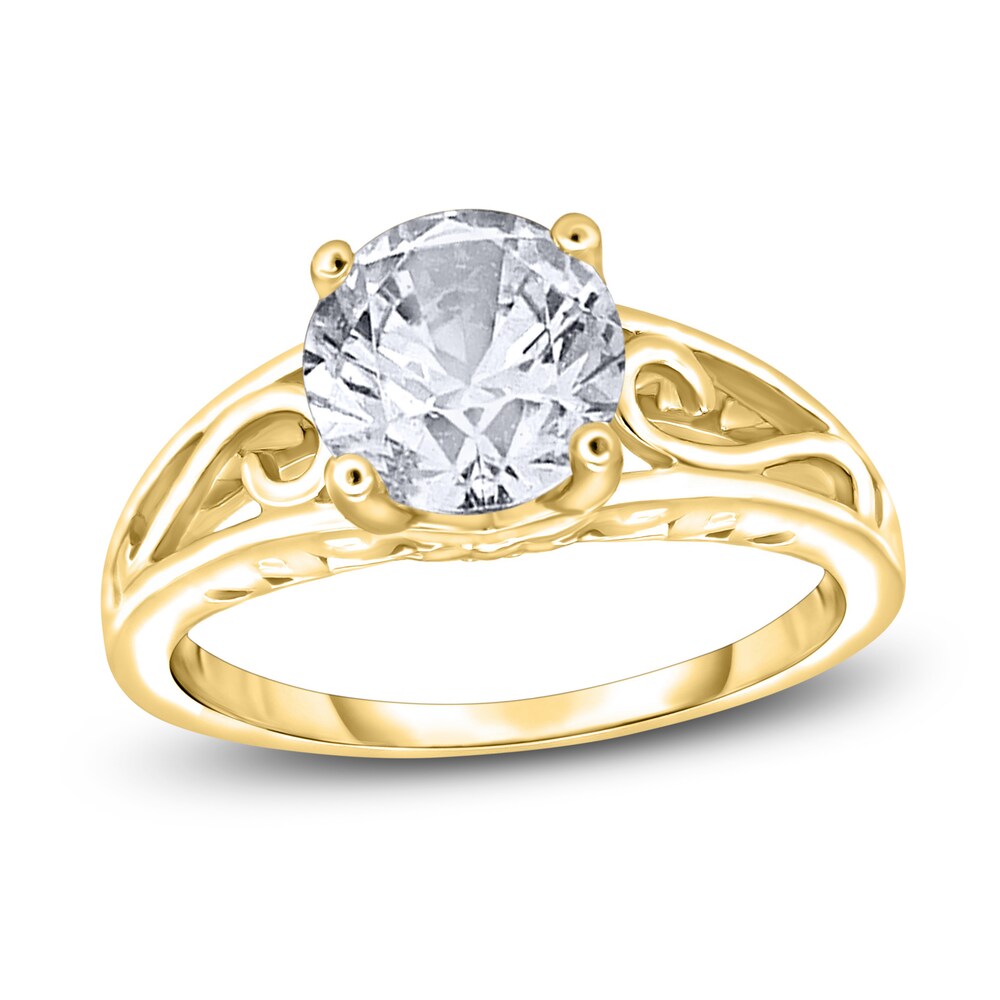 Diamond Solitaire Scroll Engagement Ring 3/4 ct tw Round 14K Yellow Gold (I2/I) CJi3vMGA