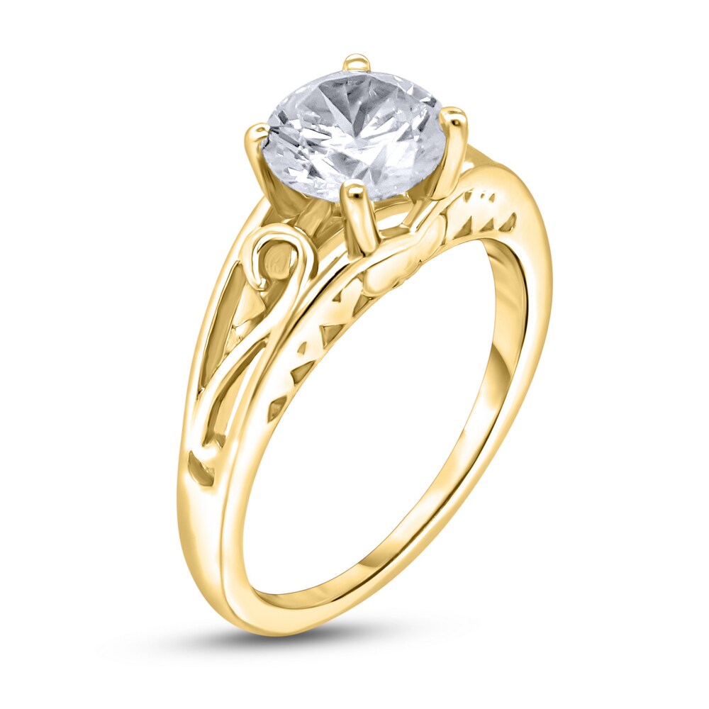 Diamond Solitaire Scroll Engagement Ring 3/4 ct tw Round 14K Yellow Gold (I2/I) CJi3vMGA