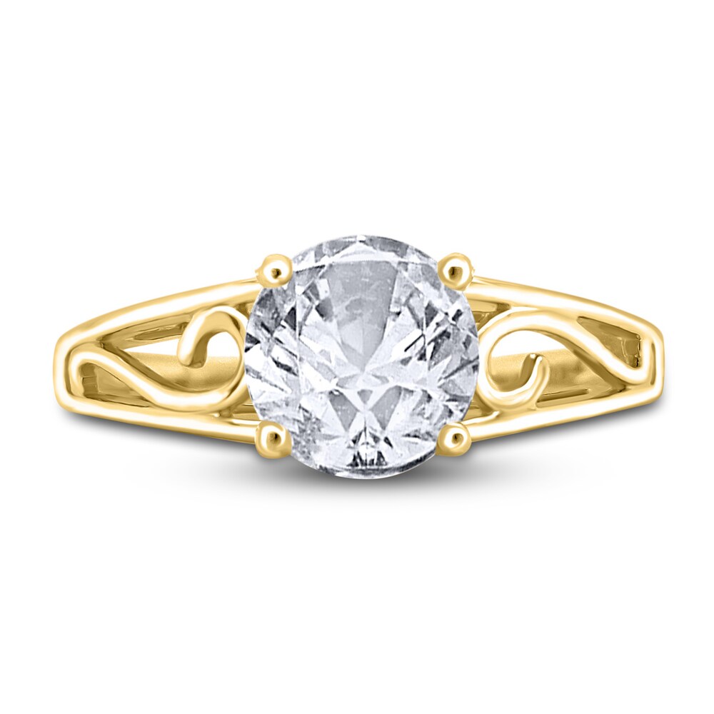 Diamond Solitaire Scroll Engagement Ring 3/4 ct tw Round 14K Yellow Gold (I2/I) CJi3vMGA