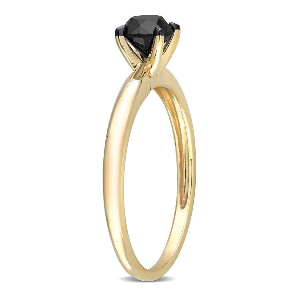 Black Diamond Solitaire Engagement Ring 3/4 ct tw Round-cut 14K Yellow Gold CTa1KxbD