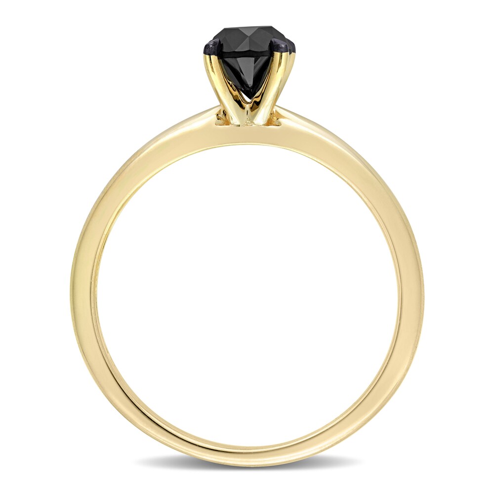 Black Diamond Solitaire Engagement Ring 3/4 ct tw Round-cut 14K Yellow Gold CTa1KxbD