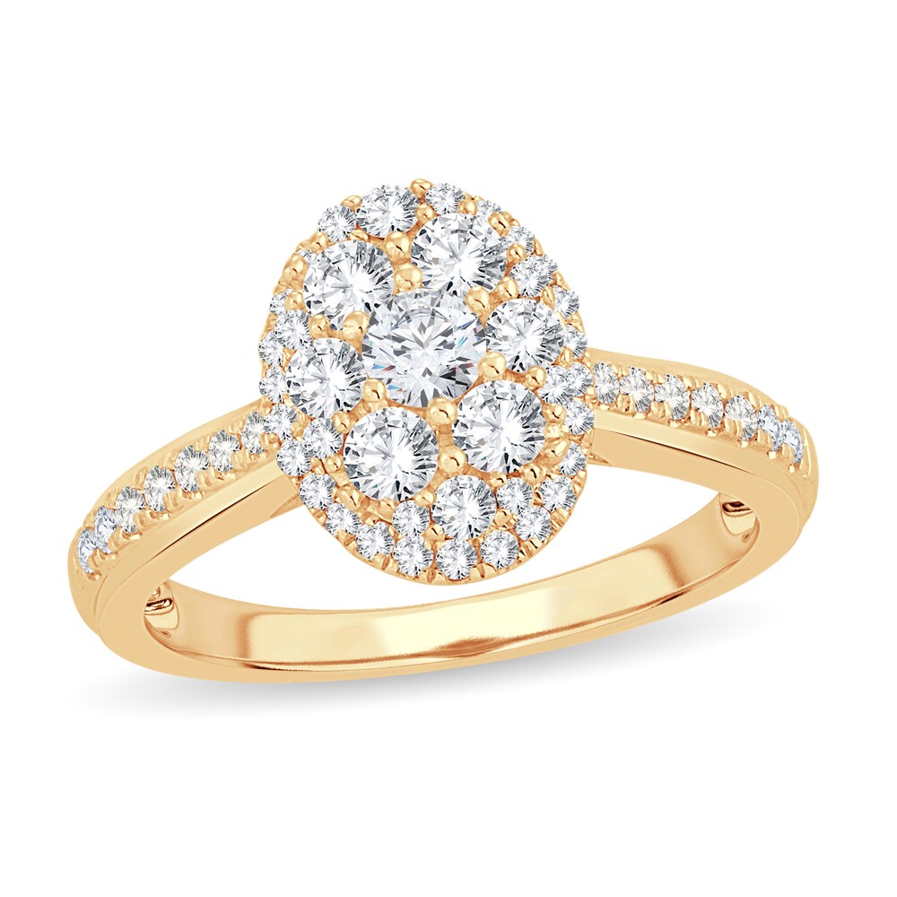 Diamond Ring 7/8 ct tw Round-cut 14K Yellow Gold CU63nTlC