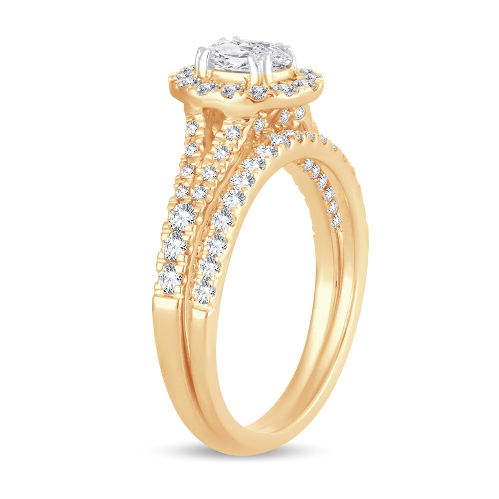 Diamond Bridal Set 1-1/8 ct tw Round/Oval 14K Yellow Gold CXY5rbrU