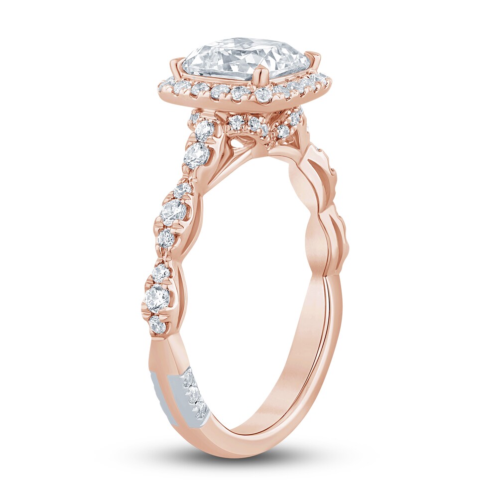 Pnina Tornai Diamond Engagement Ring 2-1/2 ct tw Cushion/Round 14K Rose Gold CbdX5UhS