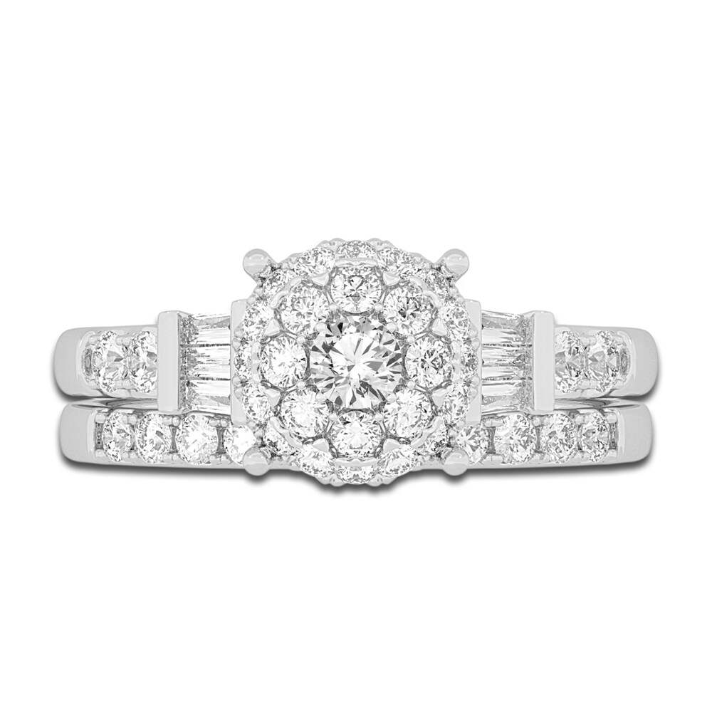 Diamond Halo Bridal Set 1 ct tw Round 14K White Gold CeRsUtcD