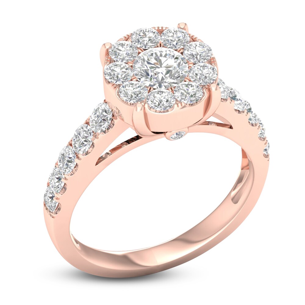 Diamond Engagement Ring 2 ct tw Round 14K Rose Gold Clpjjs78