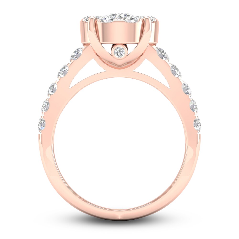 Diamond Engagement Ring 2 ct tw Round 14K Rose Gold Clpjjs78