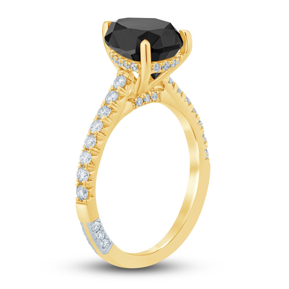 Pnina Tornai Black & White Diamond Engagement Ring 3-3/4 ct tw Pear/Round 14K Yellow Gold CrEqSfCv