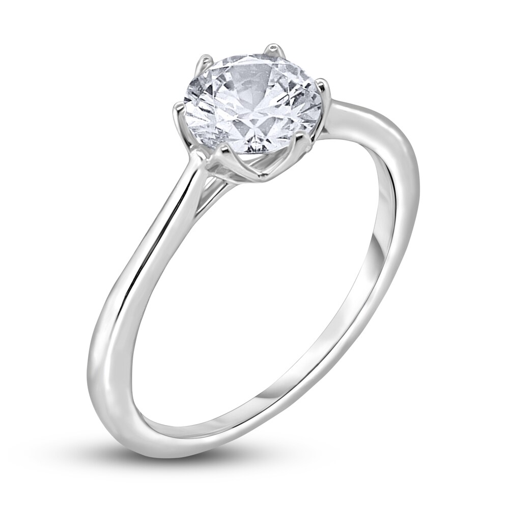 Diamond Cathedral Solitaire Engagement Ring 1 ct tw Round 14K White Gold (I2/I) D9biqcIn