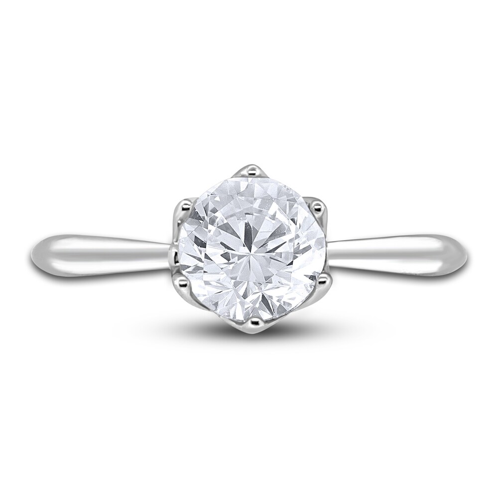 Diamond Cathedral Solitaire Engagement Ring 1 ct tw Round 14K White Gold (I2/I) D9biqcIn