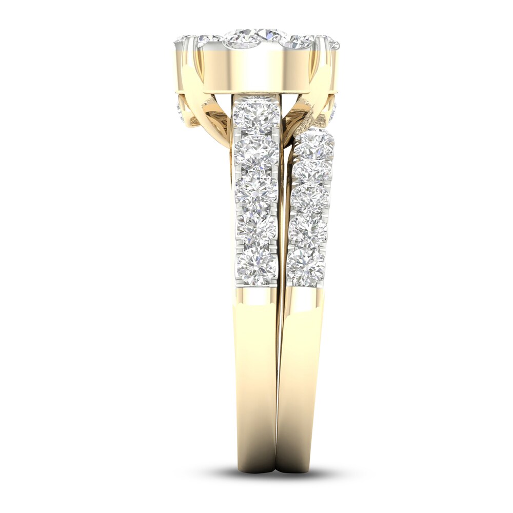 Diamond Bridal Set 2 ct tw Round 14K Yellow Gold DB5g7VjF