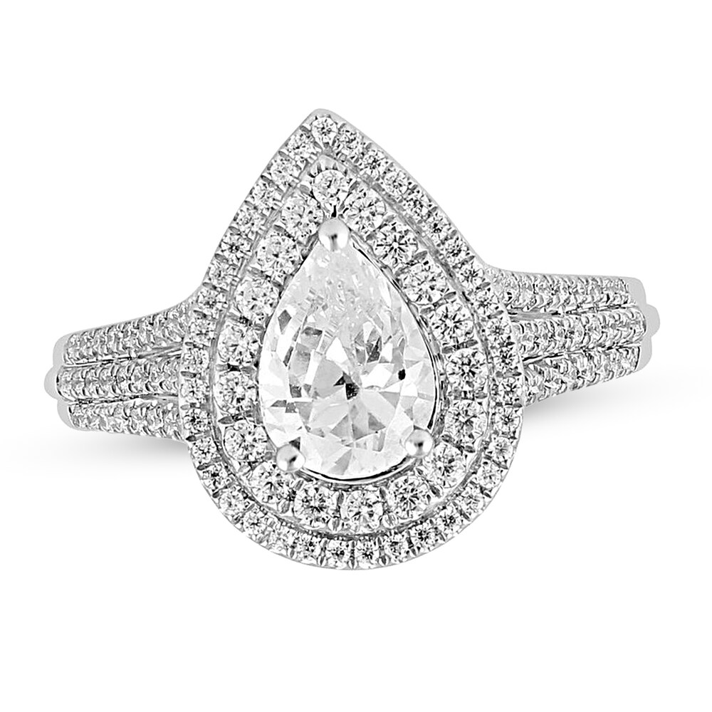 Diamond Engagement Ring 1-1/4 ct tw Pear-shaped/Round 14K White Gold DDNdSgvh