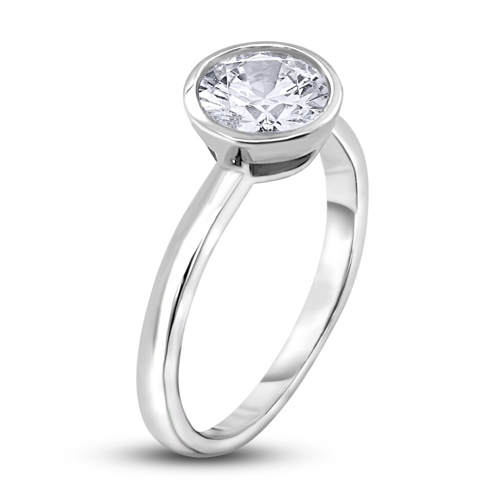 Diamond Solitaire Engagement Ring 1-1/2 ct tw Bezel-Set Round 14K White Gold (I2/I) DO3qseg5