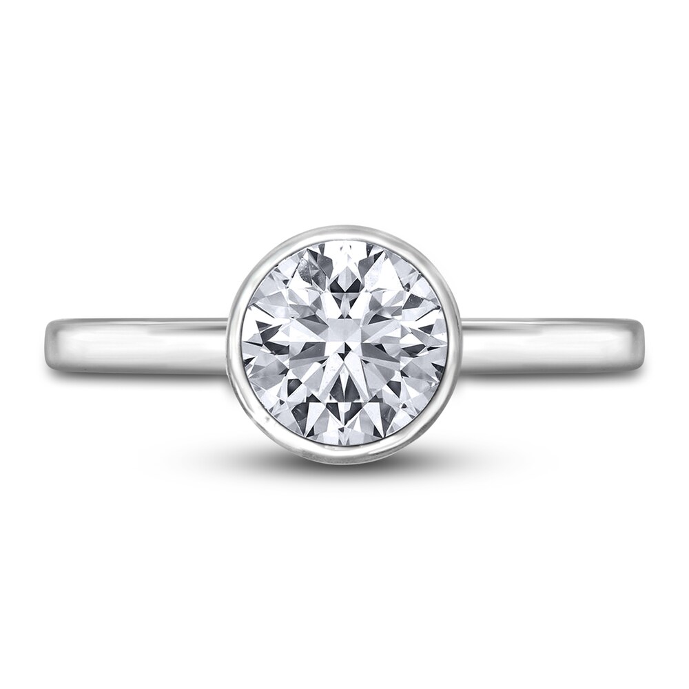 Diamond Solitaire Engagement Ring 1-1/2 ct tw Bezel-Set Round 14K White Gold (I2/I) DO3qseg5