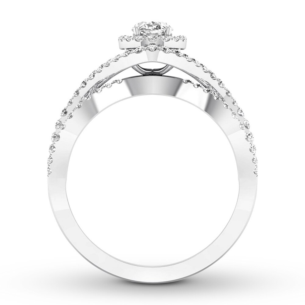 Diamond Engagement Ring 1 ct tw Oval/Round 14K White Gold DkvVgclo