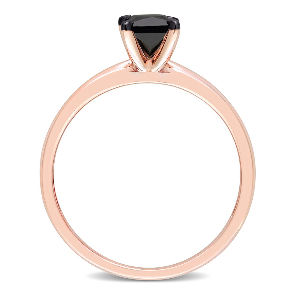 Black Diamond Solitaire Engagement Ring 3/4 ct tw Princess-cut 14K Rose Gold EFESu4l6