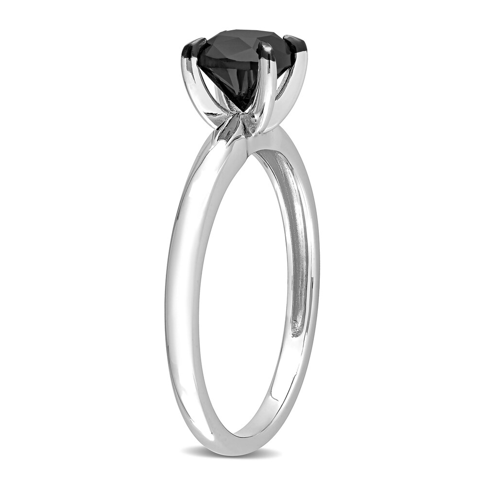 Black Diamond Solitaire Engagement Ring 1 ct tw Cushion-cut 14K White Gold EKNF9ciV