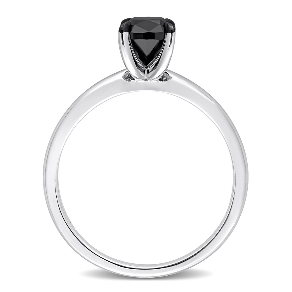 Black Diamond Solitaire Engagement Ring 1 ct tw Cushion-cut 14K White Gold EKNF9ciV