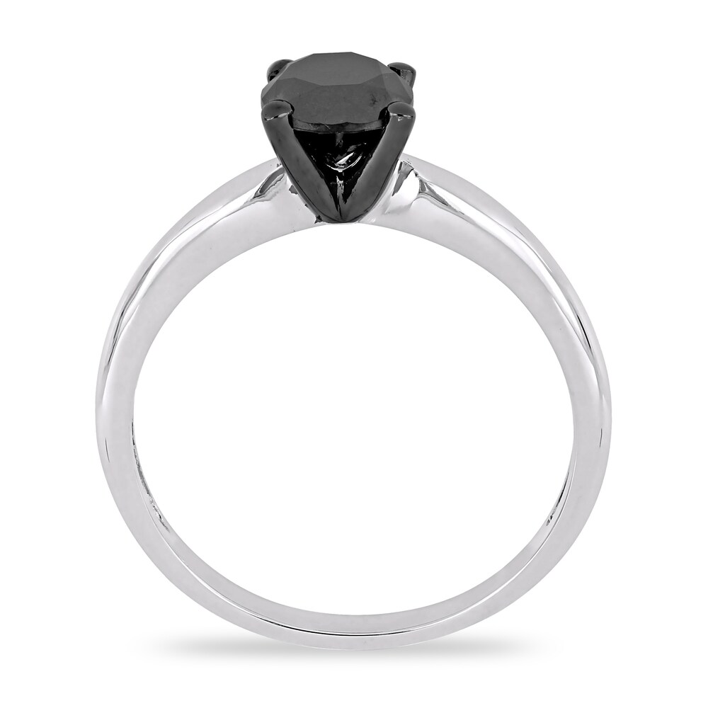 Black Diamond Solitaire Engagement Ring 1 ct tw Round-cut 14K White Gold EWP1DLPa