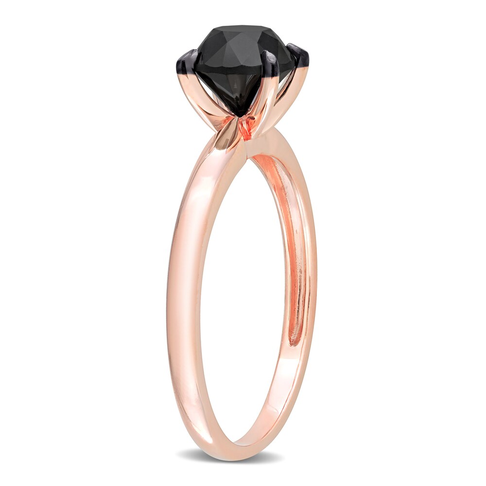 Black Diamond Solitaire Engagement Ring 1-1/2 ct tw Round-cut 14K Rose Gold Eah7dP8K