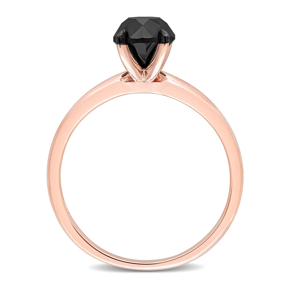 Black Diamond Solitaire Engagement Ring 1-1/2 ct tw Round-cut 14K Rose Gold Eah7dP8K