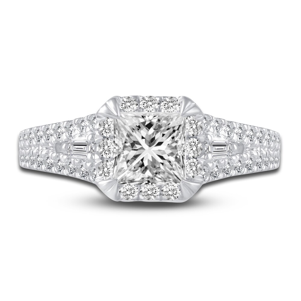 Diamond Engagement Ring 1-3/8 ct tw Princess/Round 14K White Gold EffWAeA7