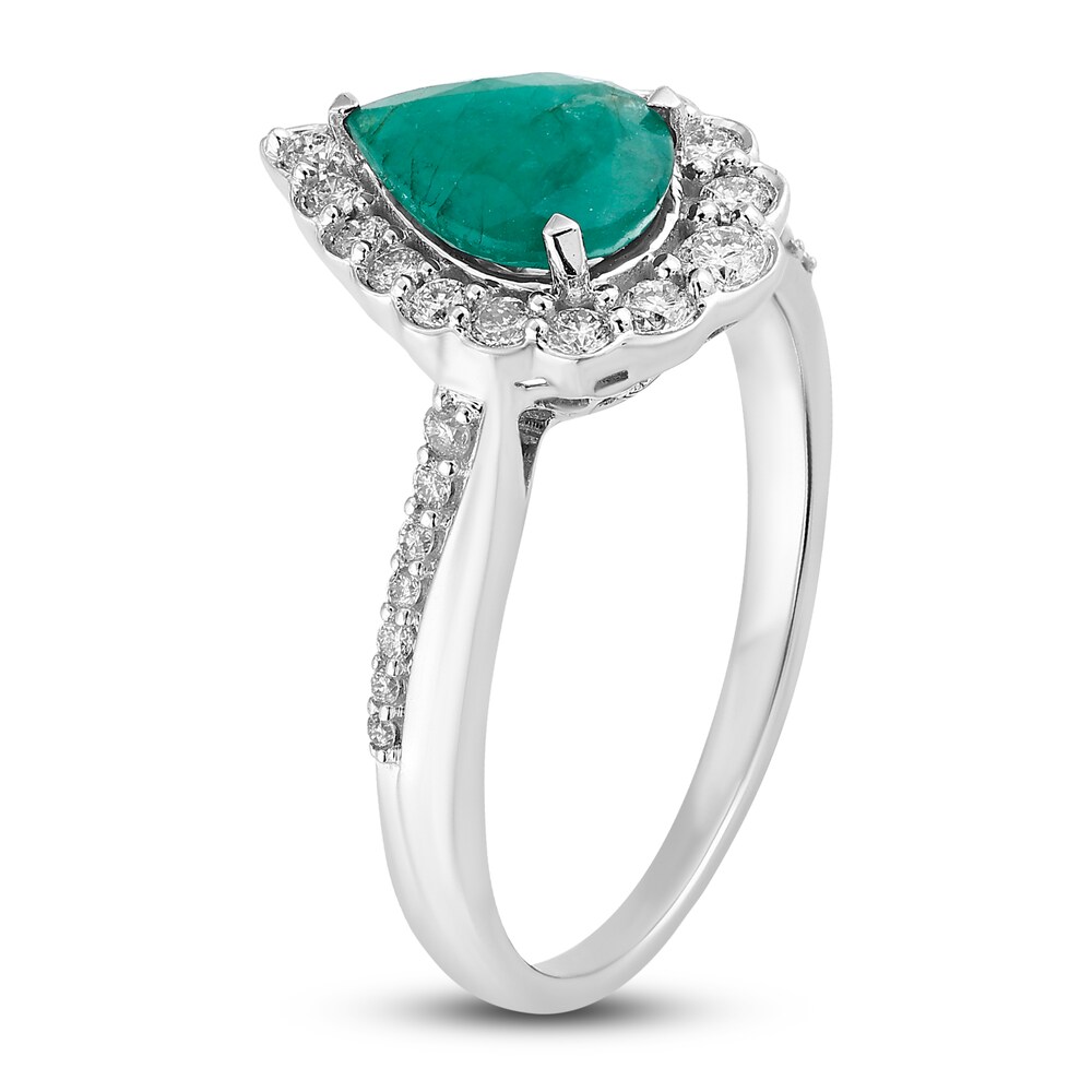 Natural Emerald Engagement Ring 1/3 ct tw 14K White Gold EfqAloHo