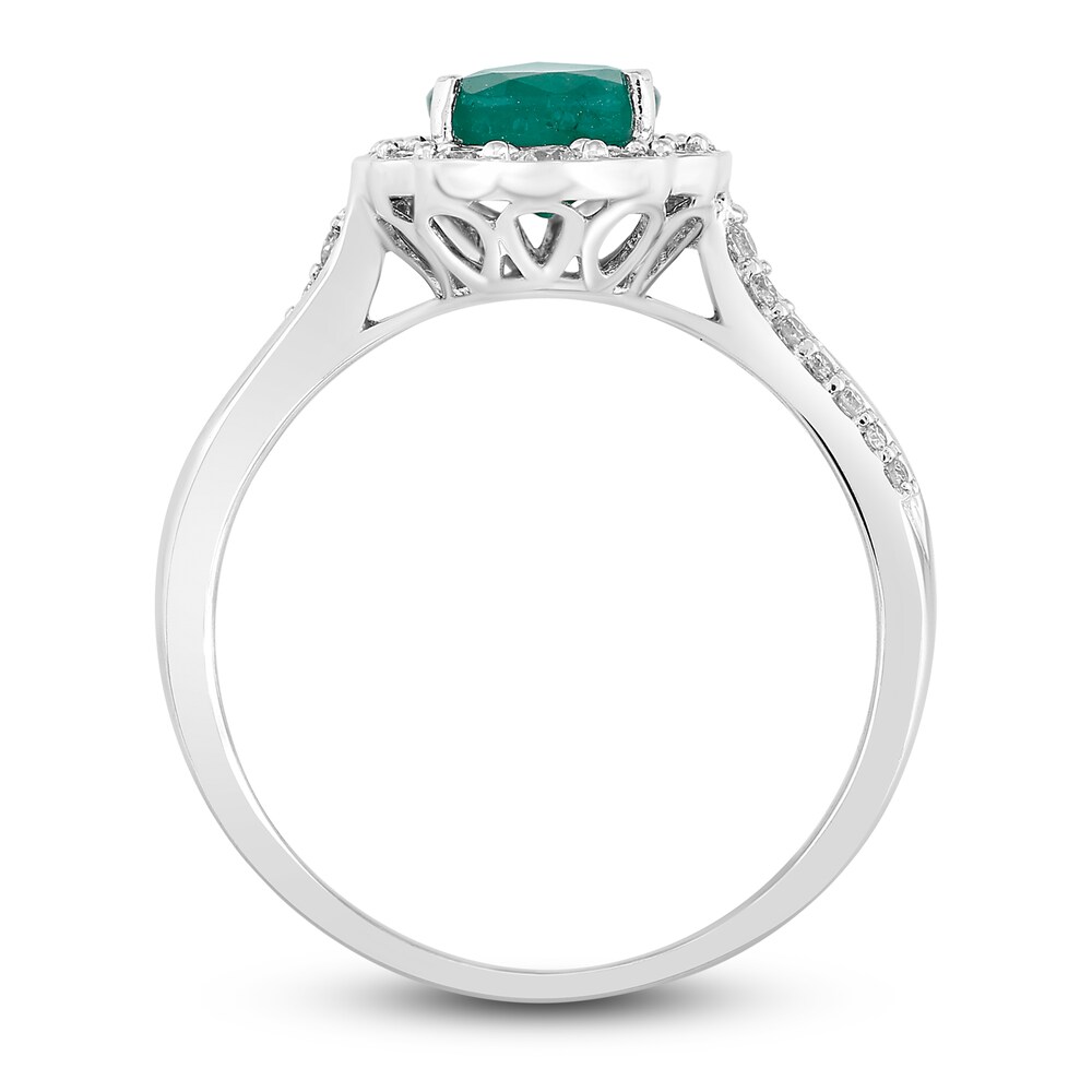 Natural Emerald Engagement Ring 1/3 ct tw 14K White Gold EfqAloHo