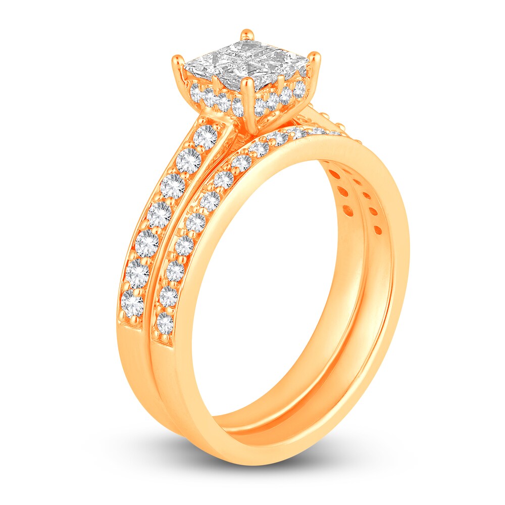 Diamond Bridal Set 1 ct tw Princess/Round 14K Yellow Gold EwEOAwkZ