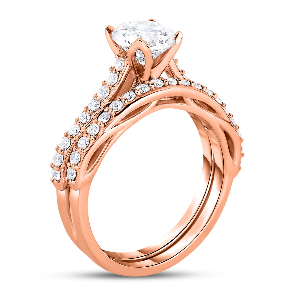 Diamond Bridal Set 1-1/2 ct tw Round 14K Rose Gold EyALb7ew