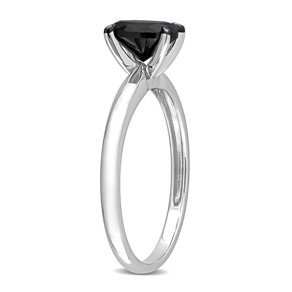 Black Diamond Solitaire Engagement Ring 1 ct tw Oval-cut 14K White Gold F3SYrSBt