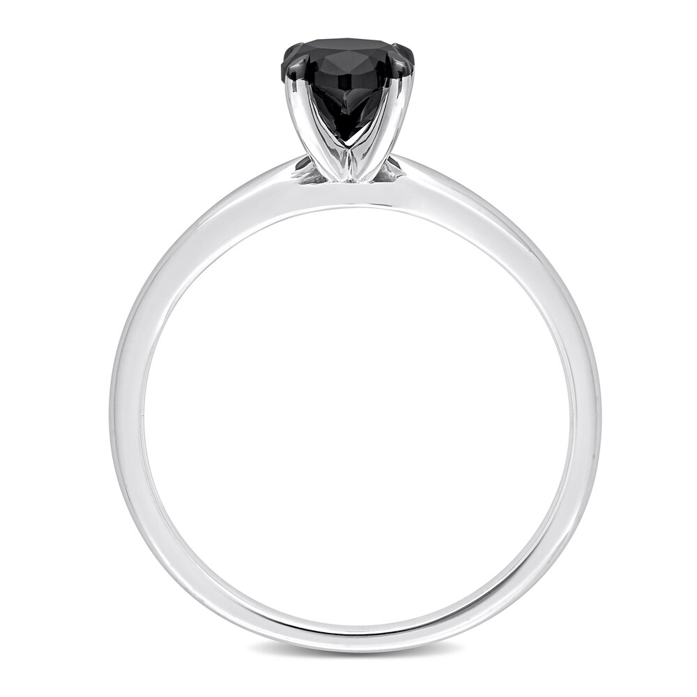 Black Diamond Solitaire Engagement Ring 1 ct tw Oval-cut 14K White Gold F3SYrSBt