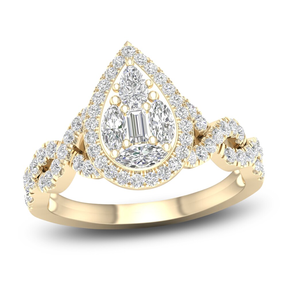 Diamond Ring 3/4 ct tw Pear/Round/ Marquise/Baguette 14K Yellow Gold FA2I3ubg [FA2I3ubg]