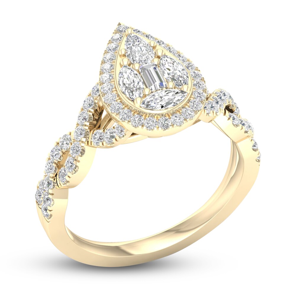 Diamond Ring 3/4 ct tw Pear/Round/ Marquise/Baguette 14K Yellow Gold FA2I3ubg