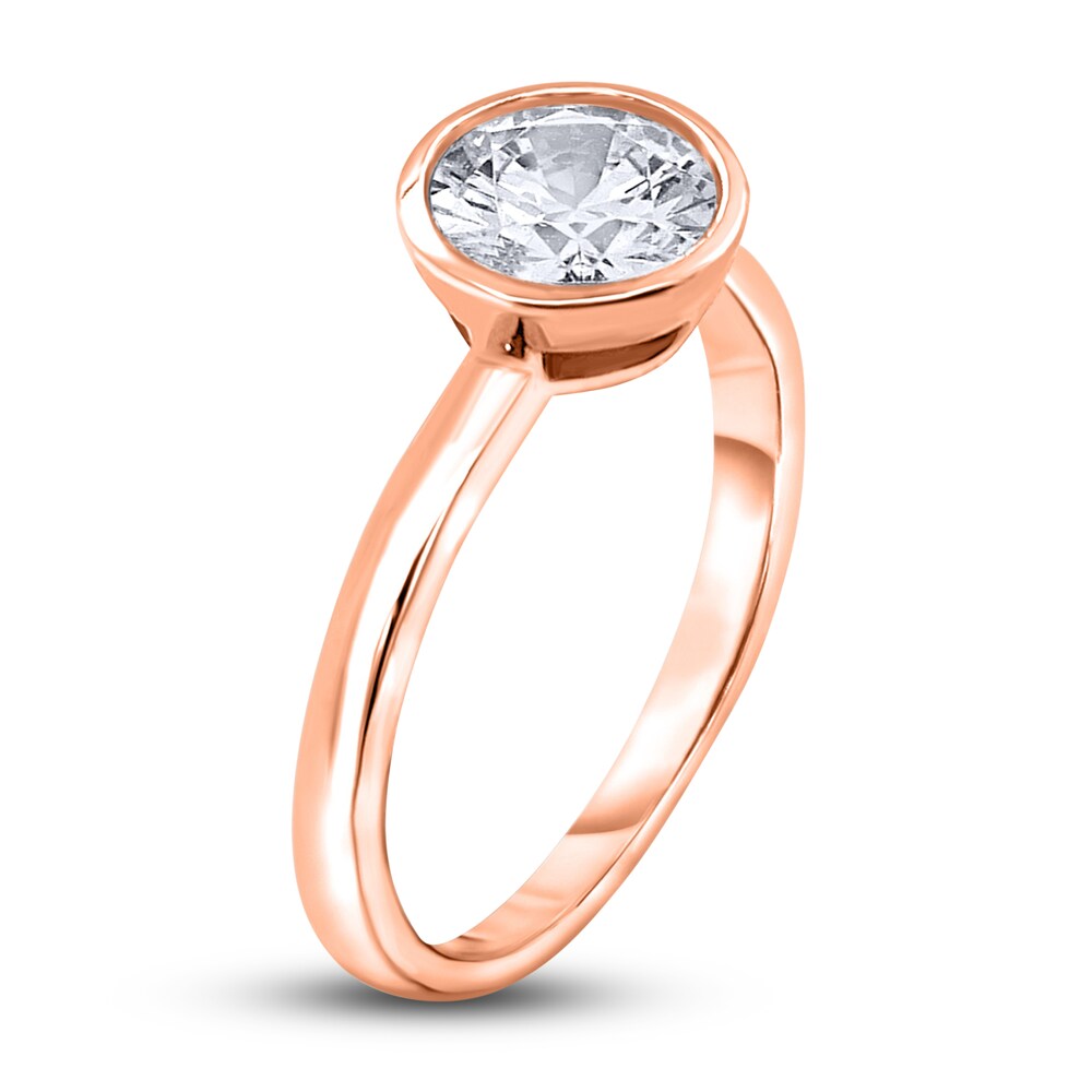 Diamond Solitaire Engagement Ring 1-1/2 ct tw Bezel-Set Round 14K Rose Gold (I2/I) FQGruMFx