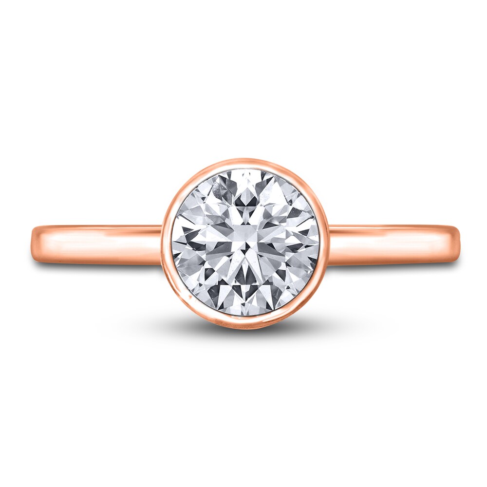 Diamond Solitaire Engagement Ring 1-1/2 ct tw Bezel-Set Round 14K Rose Gold (I2/I) FQGruMFx