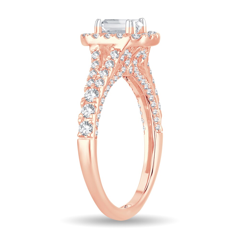 Diamond Ring 1-1/5 ct tw Emerald-cut 14K Rose Gold FV2r3iIc