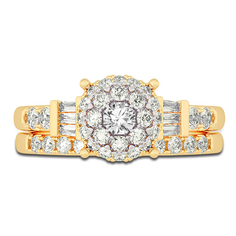 Diamond Halo Bridal Set 1 ct tw Round 14K Yellow Gold FpwQnwcJ