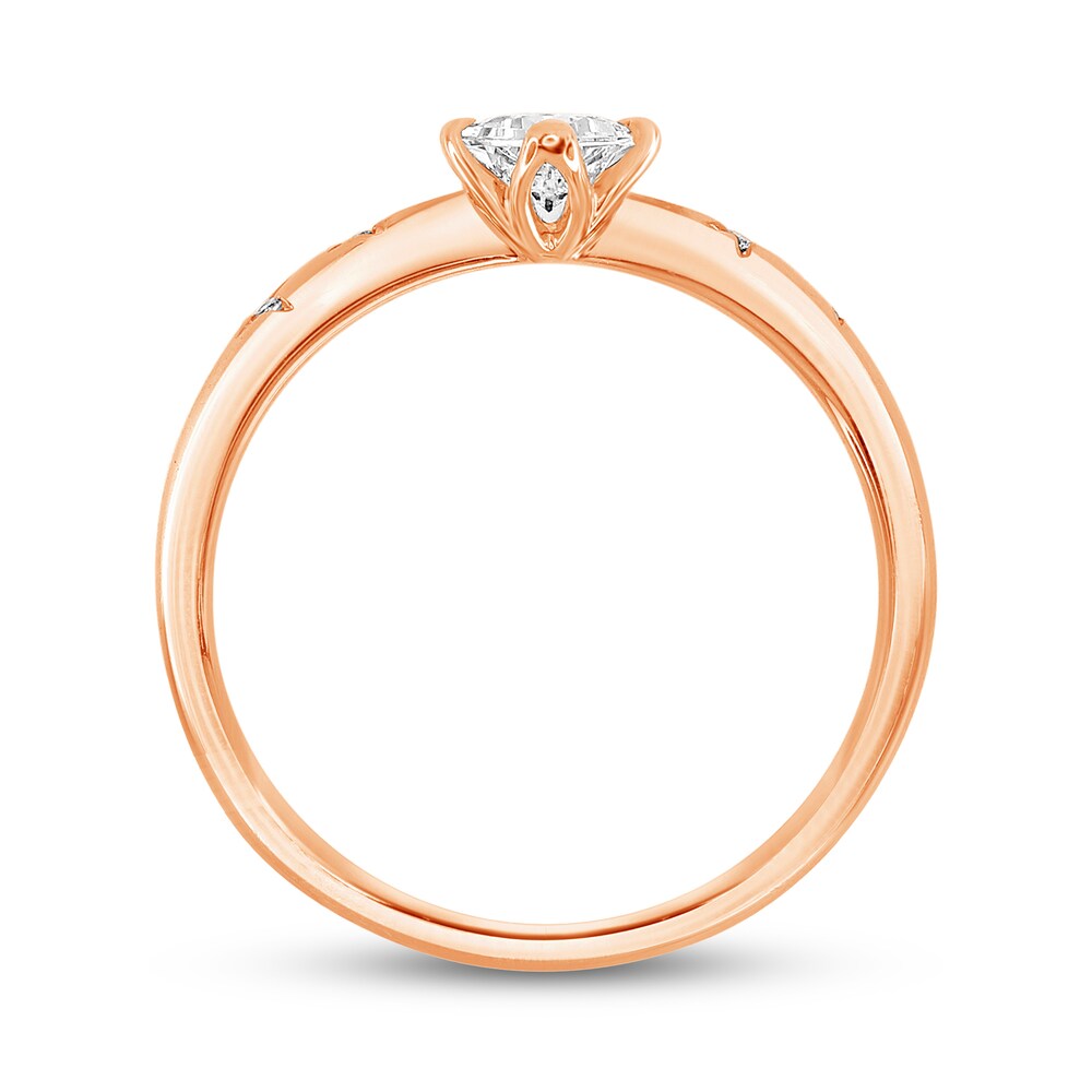 Diamond Engagement Ring 1/3 ct tw Round/Princess 14K Rose Gold GBGe1YNm