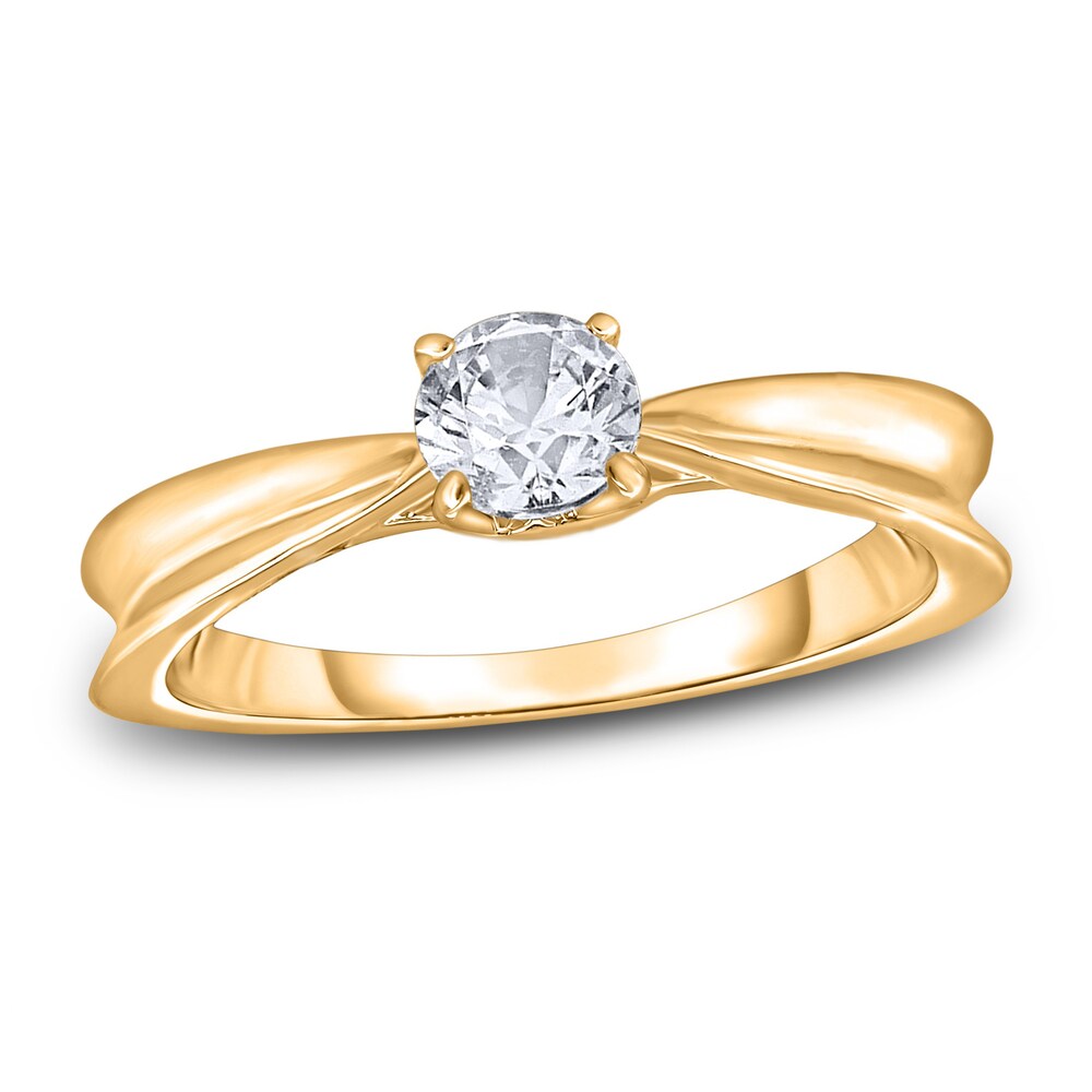 Diamond Solitaire Concave Engagement Ring 1/2 ct tw Round 14K Yellow Gold (I2/I) GCHuaCRZ