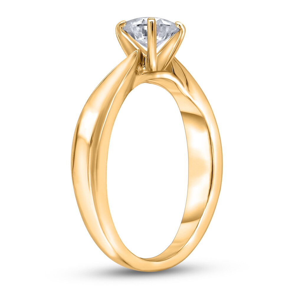 Diamond Solitaire Concave Engagement Ring 1/2 ct tw Round 14K Yellow Gold (I2/I) GCHuaCRZ