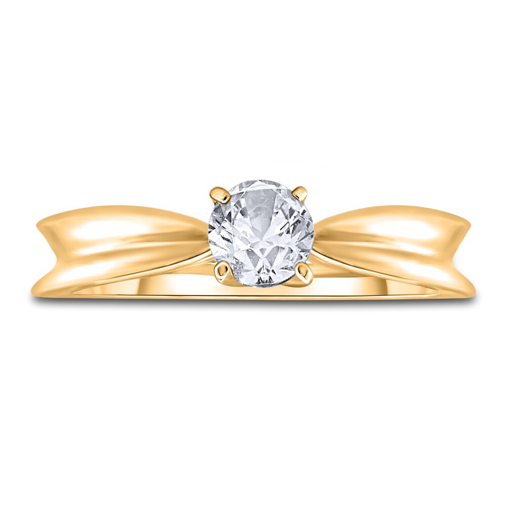 Diamond Solitaire Concave Engagement Ring 1/2 ct tw Round 14K Yellow Gold (I2/I) GCHuaCRZ