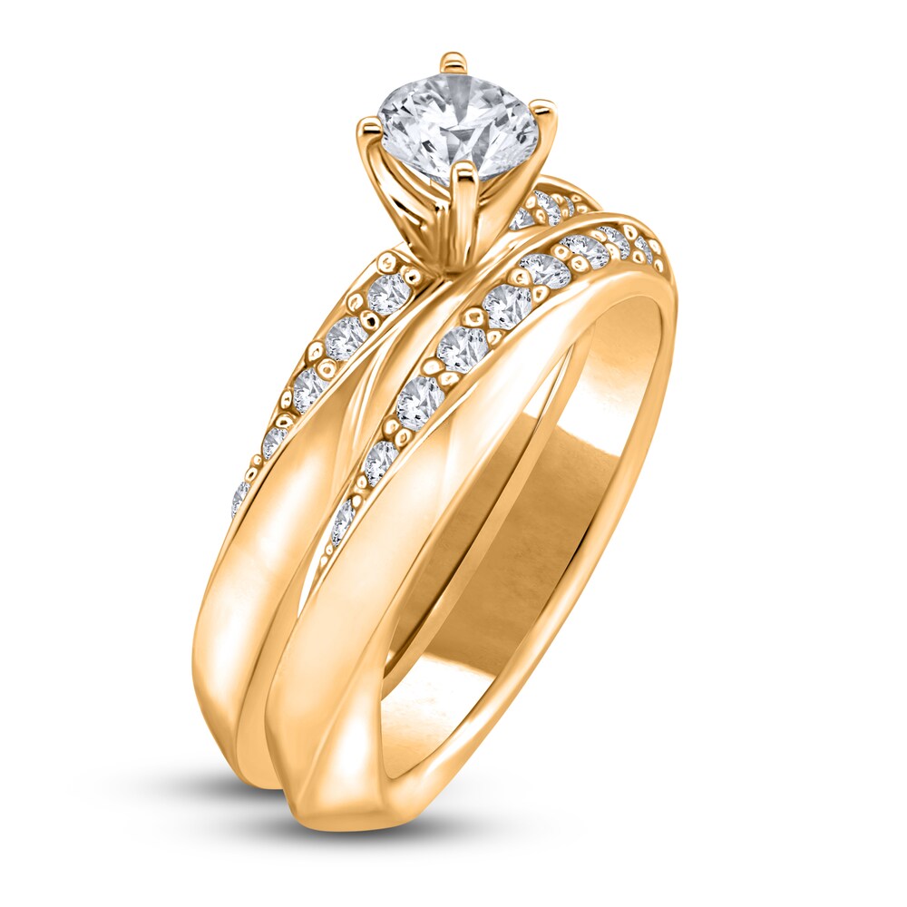 Diamond Bridal Set 1-1/4 ct tw Round 14K Yellow Gold GCnu73Vr